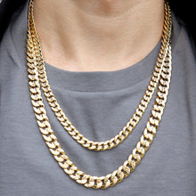  10MM Gold Hammer Textured Cuban Chain Necklace 24"