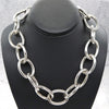 Women's Metal Oval Chain Link Statement Necklace 20"