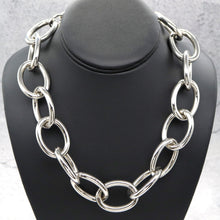  Women's Metal Oval Chain Link Statement Necklace 20"