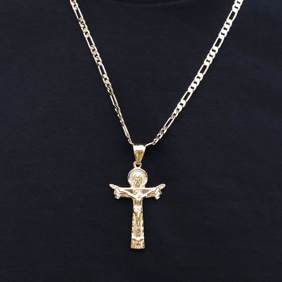 Small Jesus Body Crucifix Cross Charm Necklace Set 24"