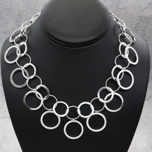  Women's Bold Graduated Interlocking Multi Circle Chain Statement Necklace 20"