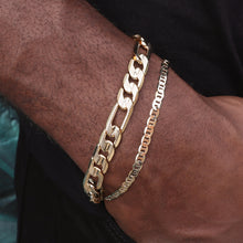  9MM Unisex Concave Textured Figaro Chain Bracelet 8"