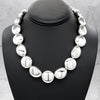 Women's Metal Pebble Necklace in Silver Plated 19"