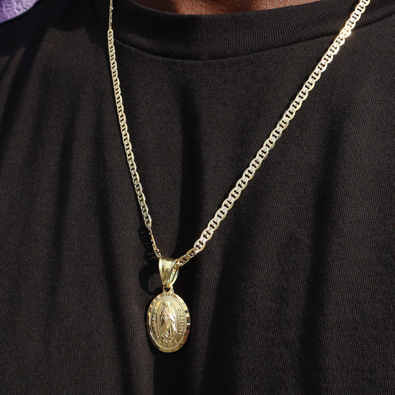 Religious Virgin Mary medallion Charm with Chain 18"