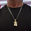 Medium Diamond Cut Jesus Face Charm Necklace Set 24"