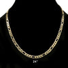 6MM Gold Classic Figaro Chain Necklace 20"24"