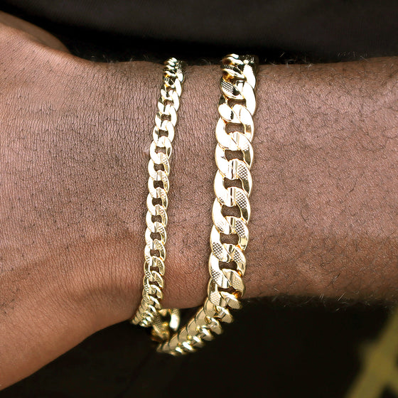 6MM Unisex Concave Textured Cuban Chain Link Bracelet 8"