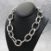 Women's Metal Oval Chain Link Statement Necklace 20"