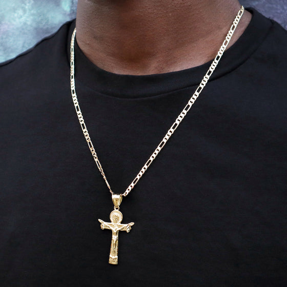 Small Jesus Body Crucifix Cross Charm Necklace Set 24"
