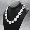 Women's Metal Pebble Necklace in Silver Plated 19"