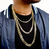 12MM Gold Classic Cuban Chain Necklace 20"24"30"36"