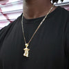 Medium Diamond Cut Jesus Face Charm Necklace Set 24"