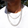 8MM Silver Concave Textured Cuban Chain Necklace 20"24"30"36"