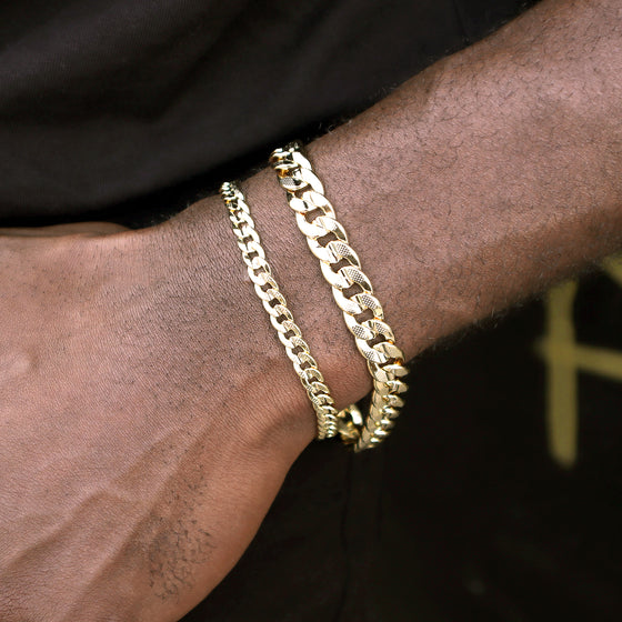 6MM Unisex Concave Textured Cuban Chain Link Bracelet 8"