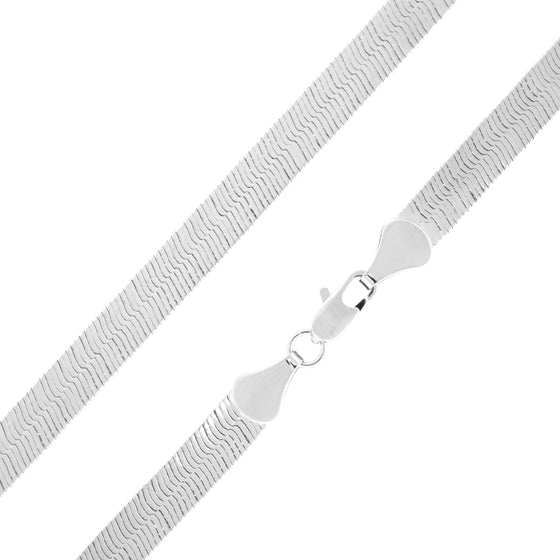 6MM Silver Classic Herringbone Chain Necklace 20"24"30" S3000