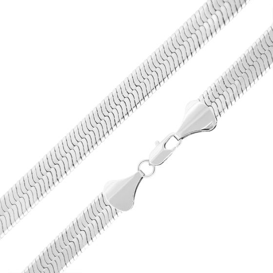 7MM Silver Classic Herringbone Chain Necklace 20"24"30"36" S3500