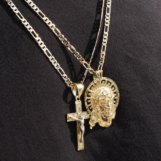 Two Tone Crucifix Cross Jesus Pendant Unisex