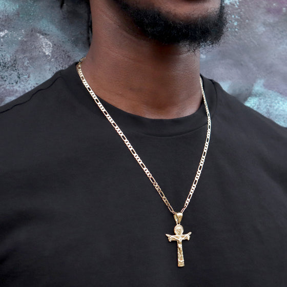 Small Jesus Body Crucifix Cross Charm Necklace Set 24"