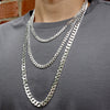 8MM Silver Concaved Cuban Chain Necklace 20"24"30"36"
