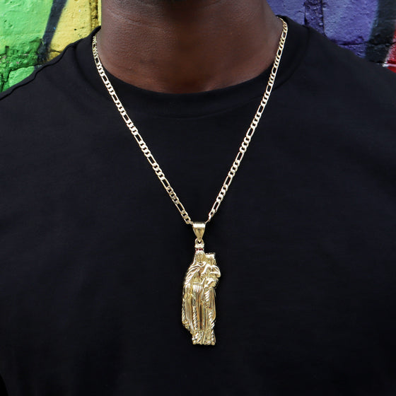 Large Saint Virgin Mary Charm Necklace Set 24"