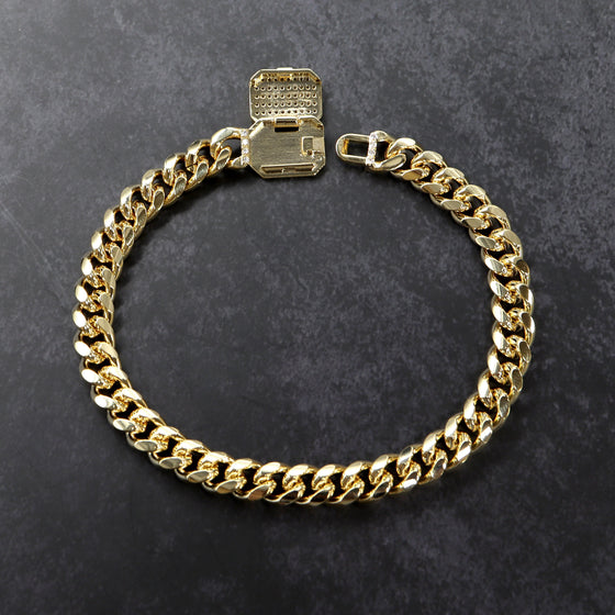8MM Iced Out Cuban Chain Link Bracelet 9"