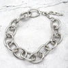 Women's Metal Oval Chain Link Statement Necklace 20"