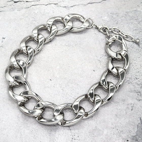 Women's Chunky Metal Chain Link Statement Necklace 20"