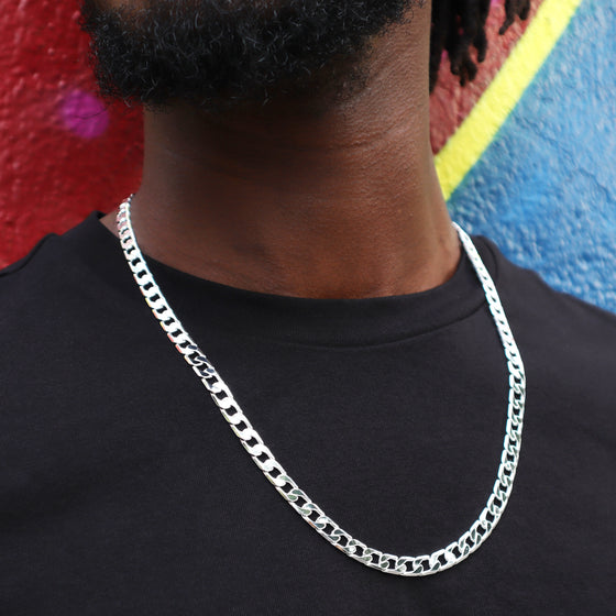 6MM Silver Classic Cuban Chain Necklace 20"24"30"