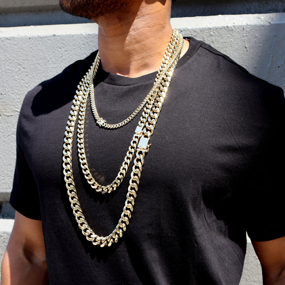 14MM 14K Gold Box Lock Curb Chain link 30"36"