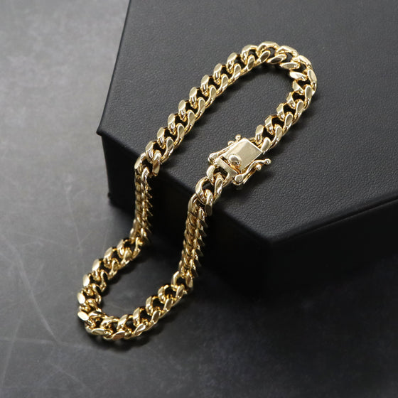 6MM Men's Special Box Lock Cuban Chain Link Bracelet 9"