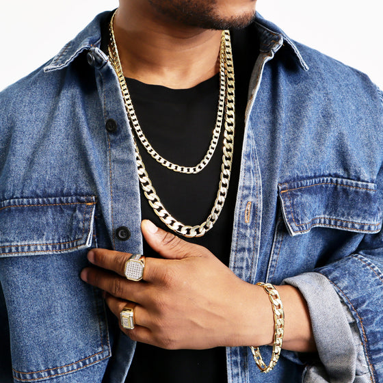 6MM Gold Frosted Cuban Chain Necklace 20"24"
