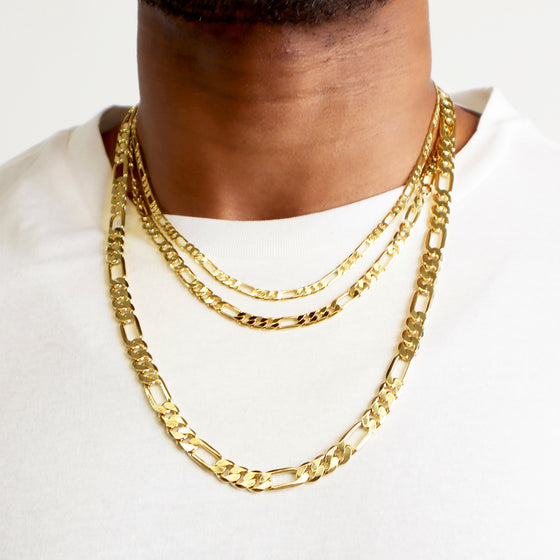 10MM Gold Classic Figaro Chain Necklace 20"24"30"36"