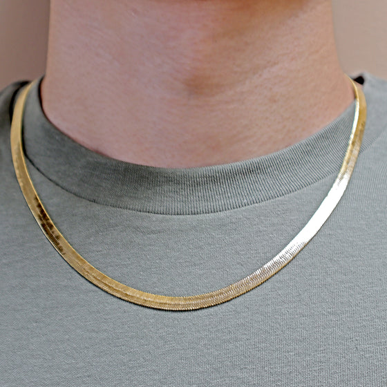 5MM Gold Classic Herringbone Chain Necklace 16"18"20"24"30"