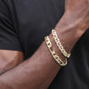 9MM Unisex Concave Textured Mariner Chain Link Bracelet in 14K Gold Plated 8"