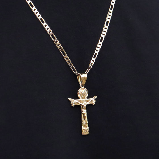 Small Jesus Body Crucifix Cross Charm Necklace Set 24"