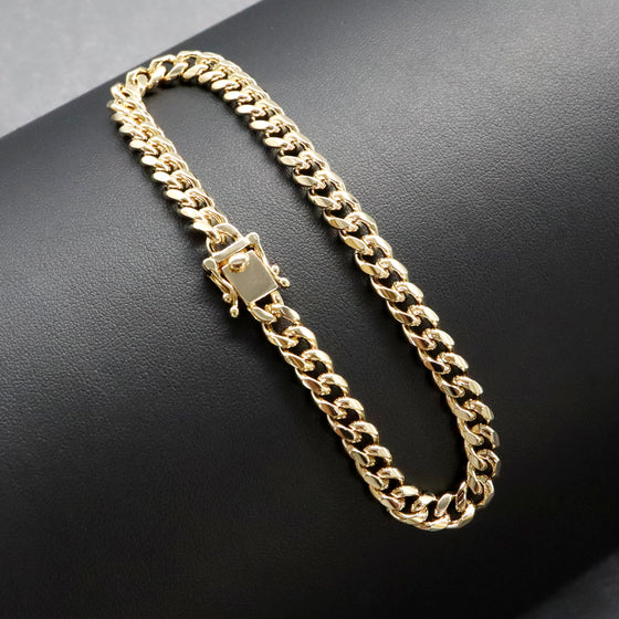 6MM Men's Special Box Lock Cuban Chain Link Bracelet 9"