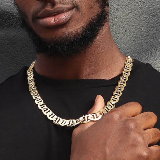 13MM Gold Classic Mariner Chain Necklace 20"24"30"