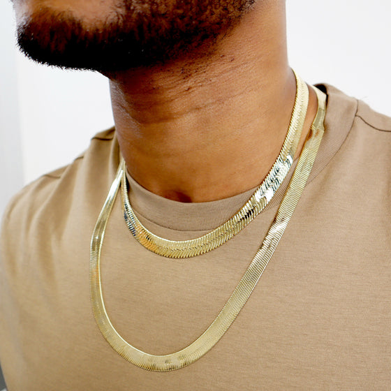 11MM Gold Classic Herringbone Chain Necklace 18"20"24"30"36"