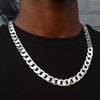 12MM Silver Classic Cuban Chain Necklace 20"24"30"36"