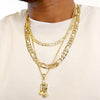 12MM Gold Concave Textured Figaro Chain Necklace 20"24"30"36"