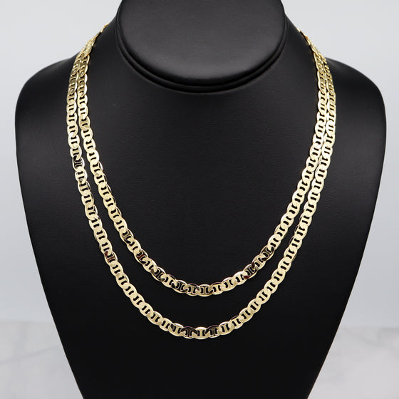 8MM Gold Classic Mariner Chain Necklace 20"24"