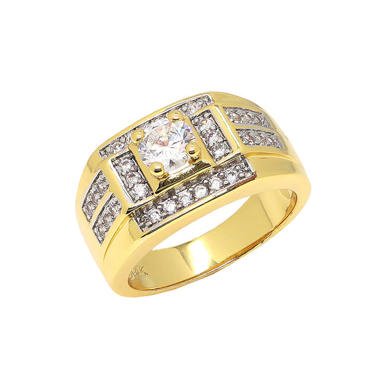 Men's Iced Out 14K Gold Plated Ring CZ Size10-11