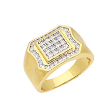  Men's CZ Square Cluster Ring in 14K Gold Plated Size10-11