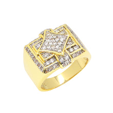  Men's CZ Multi Level Cluster Ring in 14K Gold Plated Size10-11