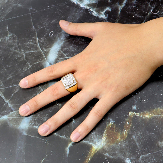 Men's CZ Cluster Bling Bling Ring in 14K Gold Plated Size10-11