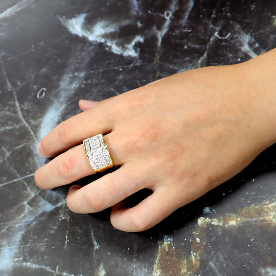 Men's CZ Cluster Hip-Hop Ring in 14K Gold Plated Size10-11