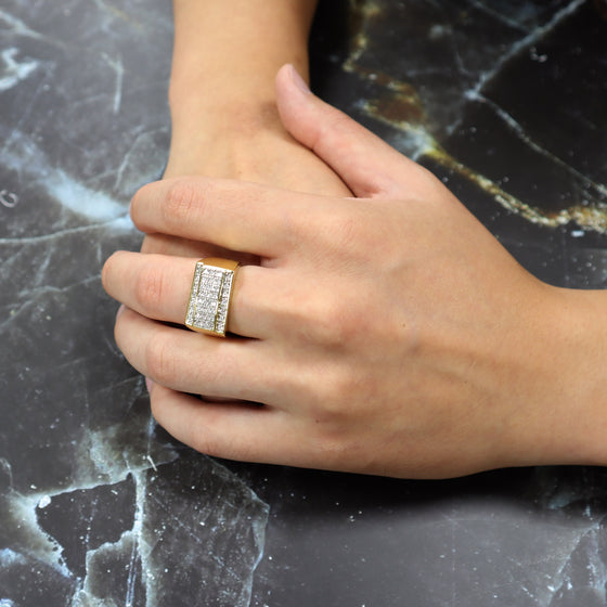Men's CZ Elevated Cluster Ring in 14K Gold Plated Size10-11