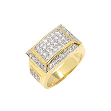  Men's Rectangle CZ Ring in 14K Gold Plated Size10-11
