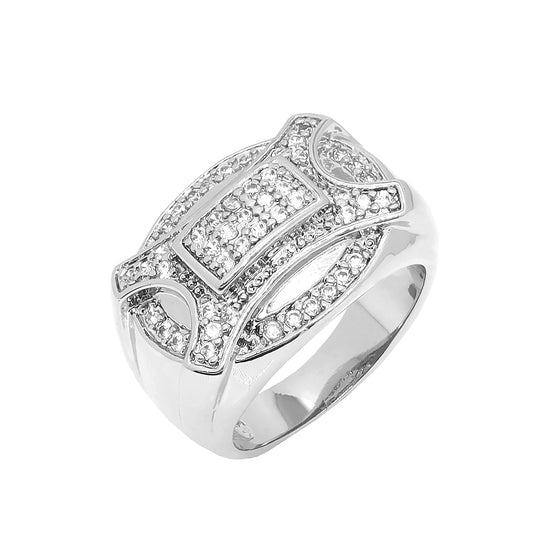 Men's Micro pave CZ Ring in Rhodium Plated Size10-11