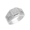 Men's CZ Cluster Ring in Rhodium Plated Size10-11